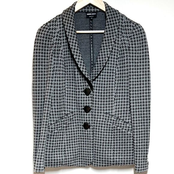 Giorgio Armani Jackets & Blazers - Giorgio Armani grey blazer houndstooth, three button closure Womens 44 Sz L